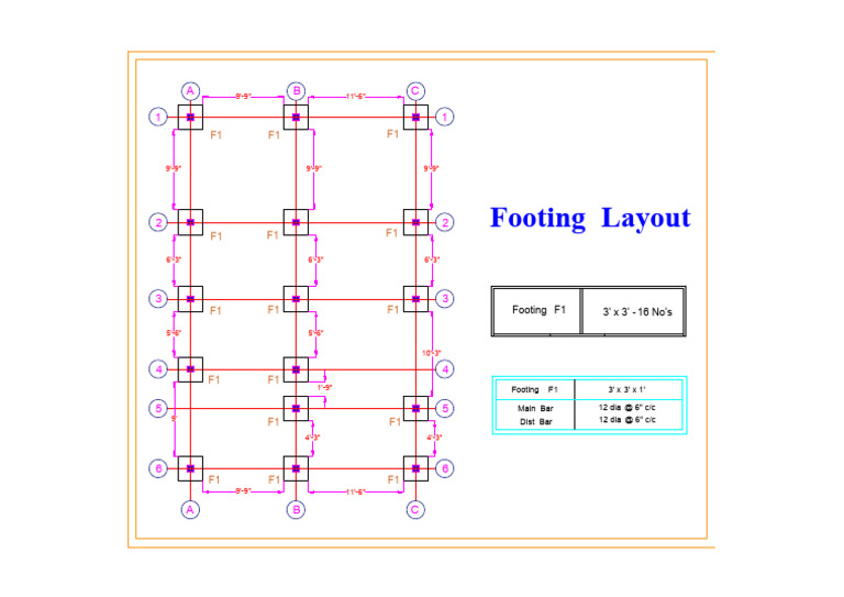 01.footing Layout | PDF