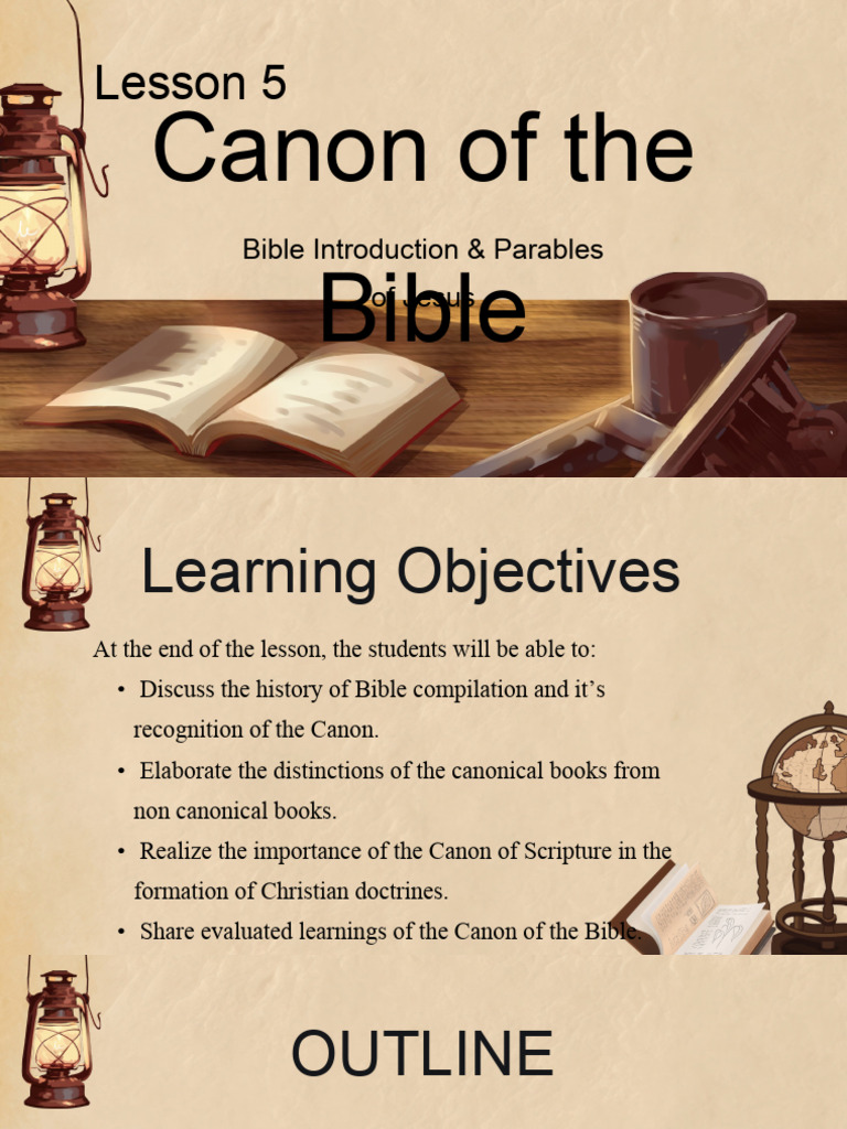 Lesson 5 - Canon of The Bible | PDF | Biblical Canon | Bible