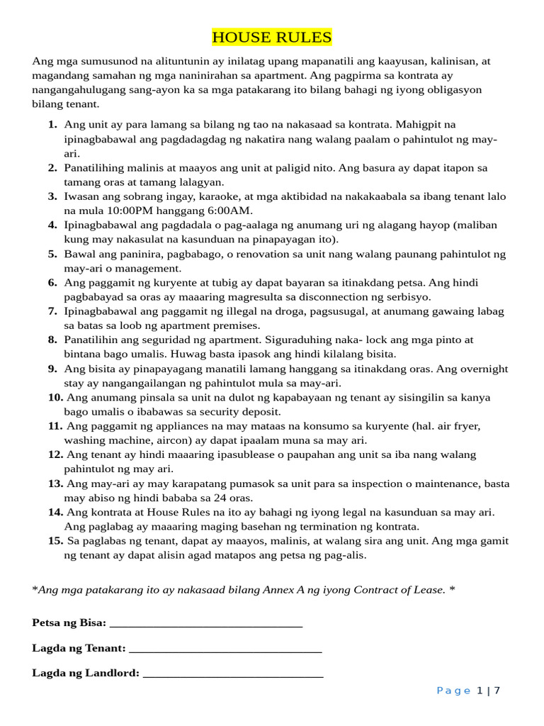 House Rules | PDF