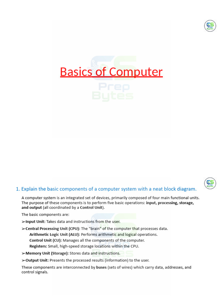 3 Basics of Computer 2 | PDF | Computer Data Storage | Byte