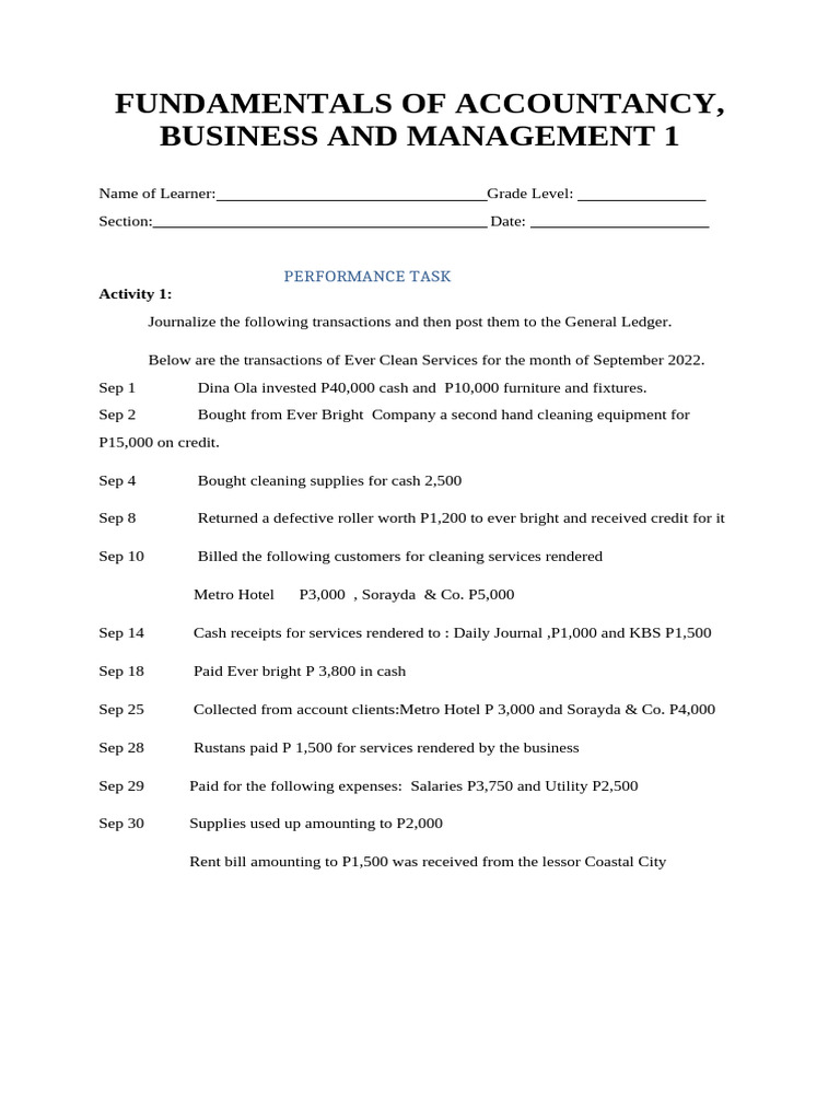FABM1 Performance Task | PDF