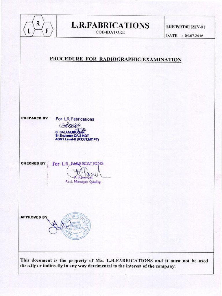 RT Procedure | PDF