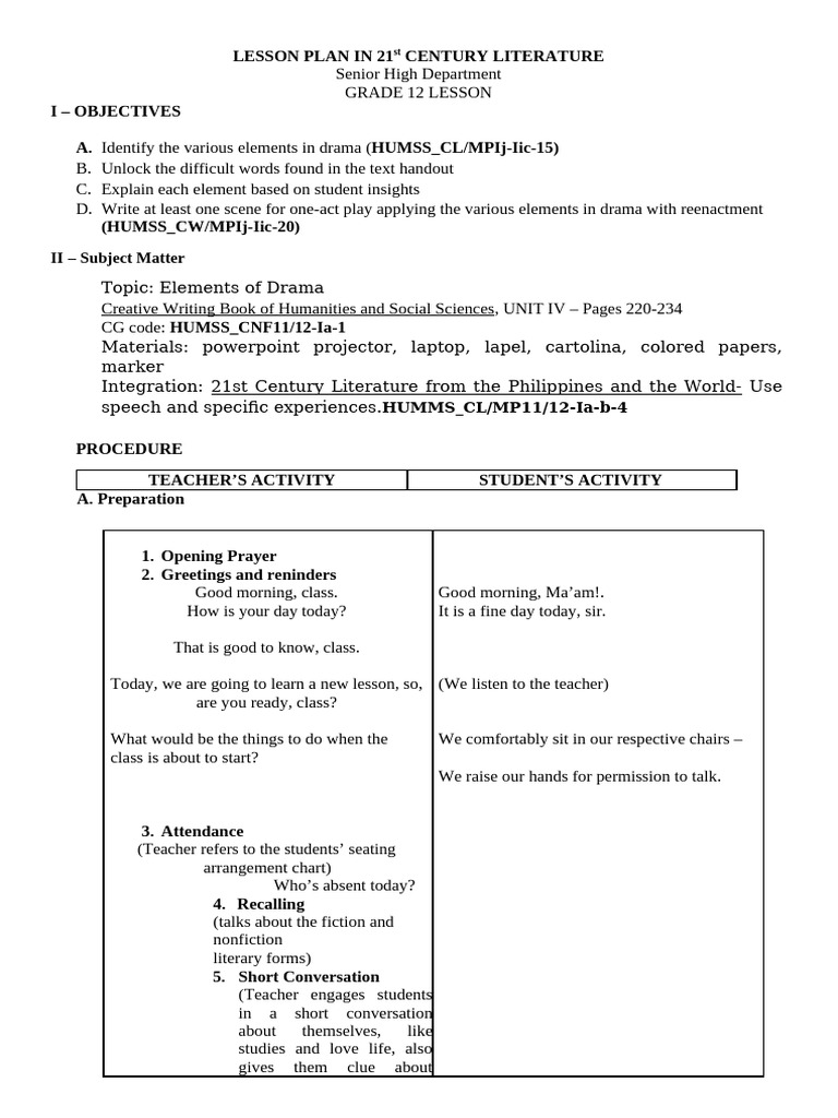 A Detailed Lesson Plan in Creative Writi | PDF | Lesson Plan | Human ...