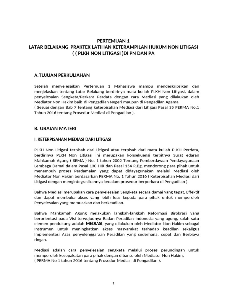 PLKH Non Litigasi | PDF