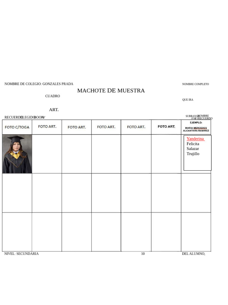 Machote Hoja 10 Gonzales Prada | PDF