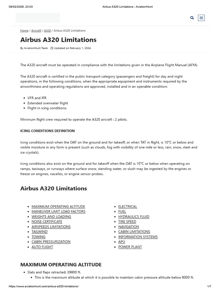 Airbus A320 Limitations - AviationHunt | PDF | Aircraft | Flap ...