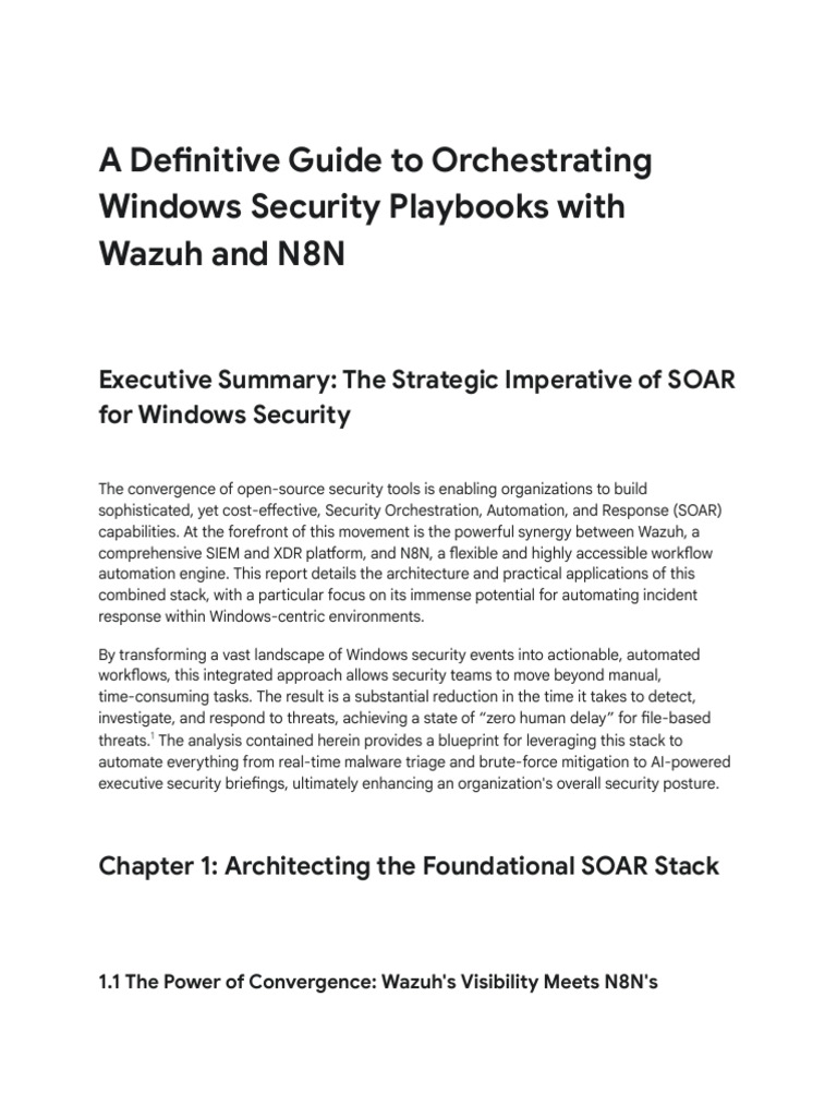 N8N Wazuh Windows Playbooks | PDF | Computer Security | Security