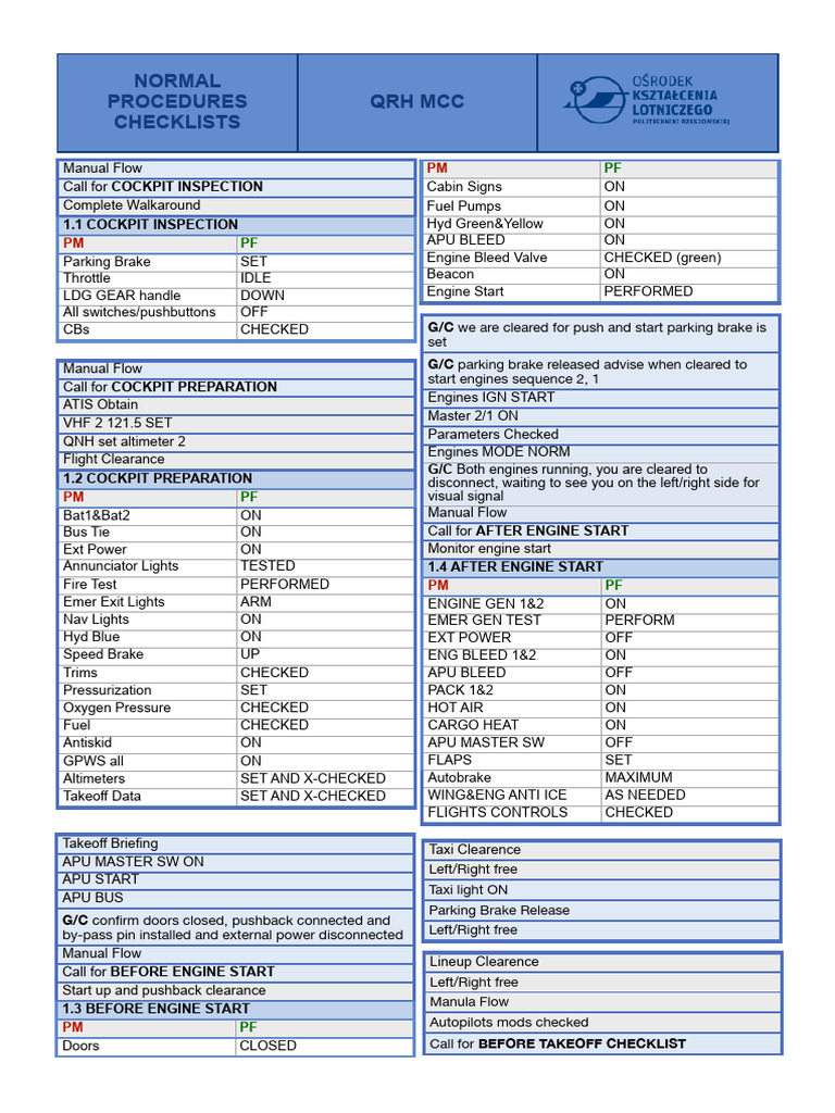 MCC QRH Druk | PDF | Takeoff | Flap (Aeronautics)