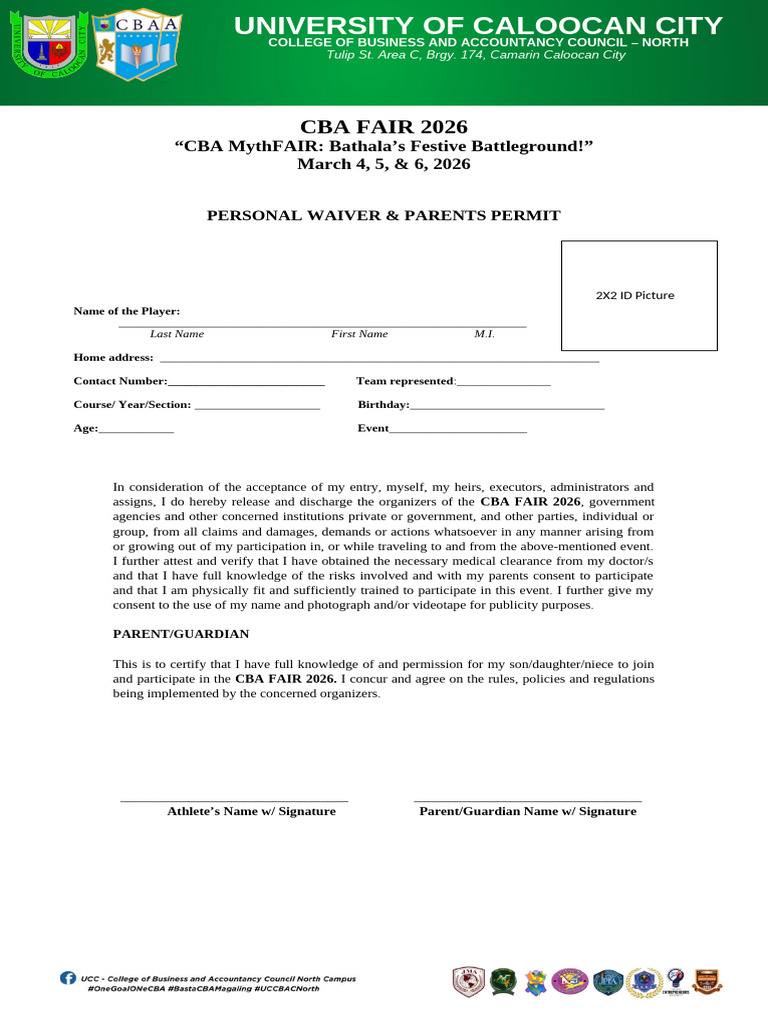 Personal Waiver Parents Permit Cba Fair | PDF
