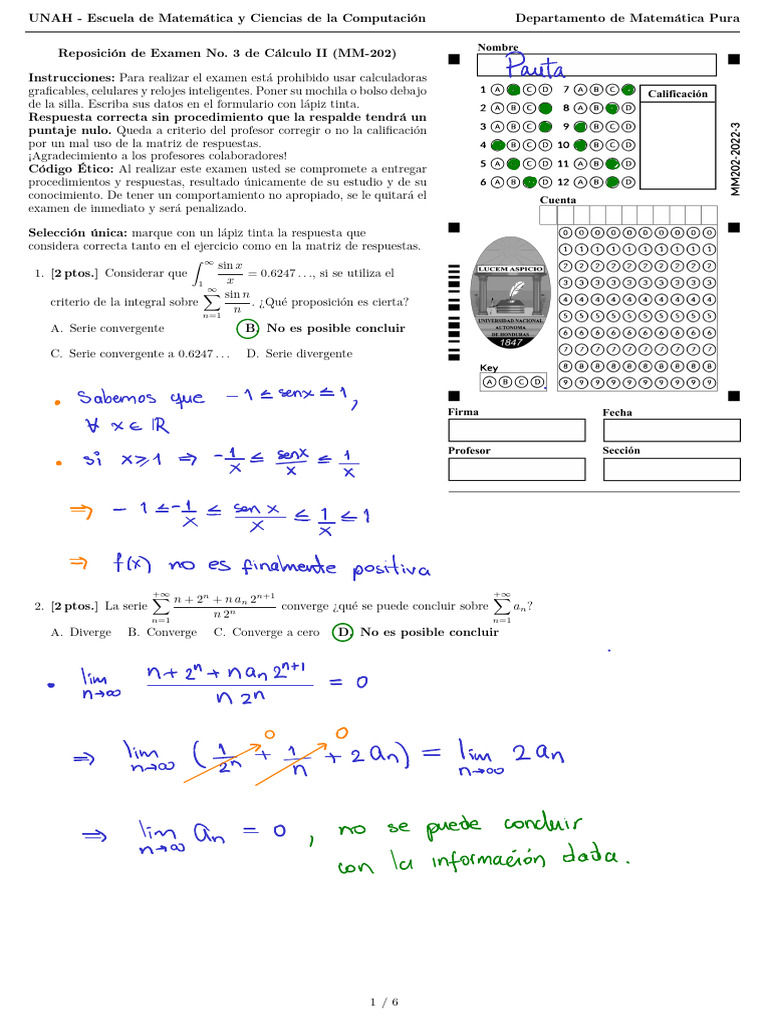 Ex3 Rep Pauta 3P2022 OK | PDF | Objetos matemáticos | Análisis complejo