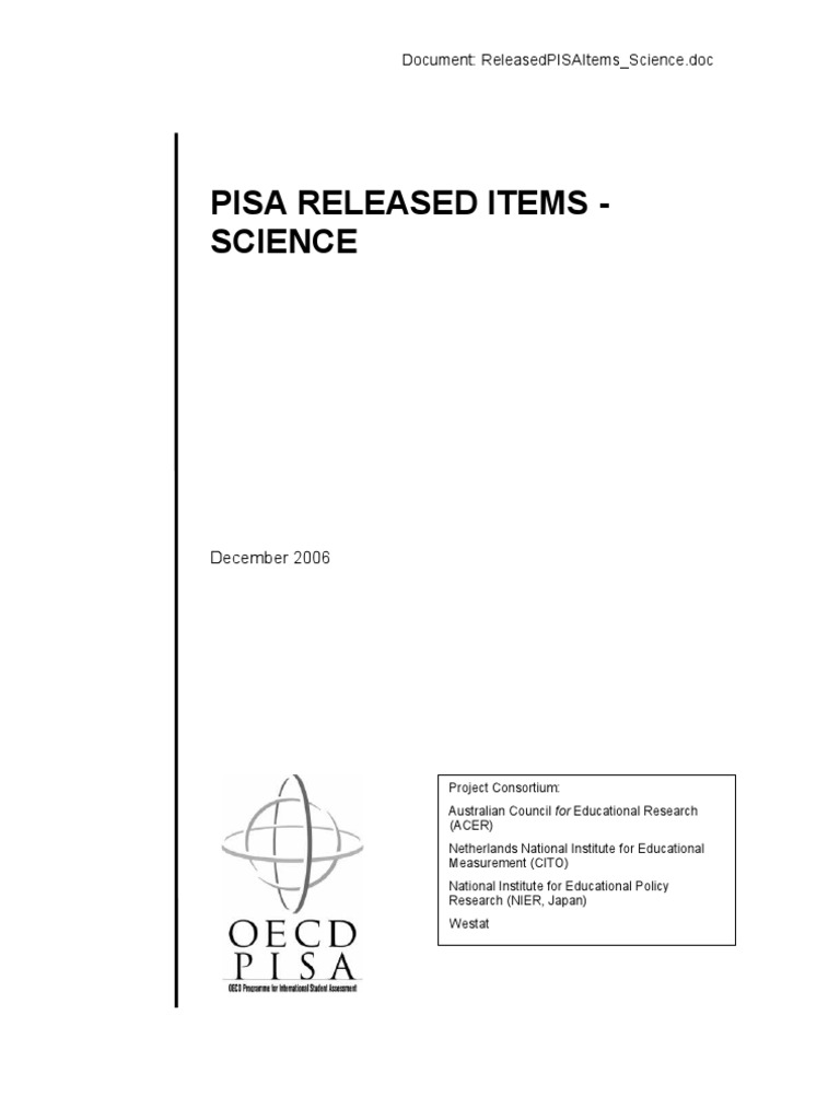 PISA Question Test_2 Cloning Human Impact On The Environment