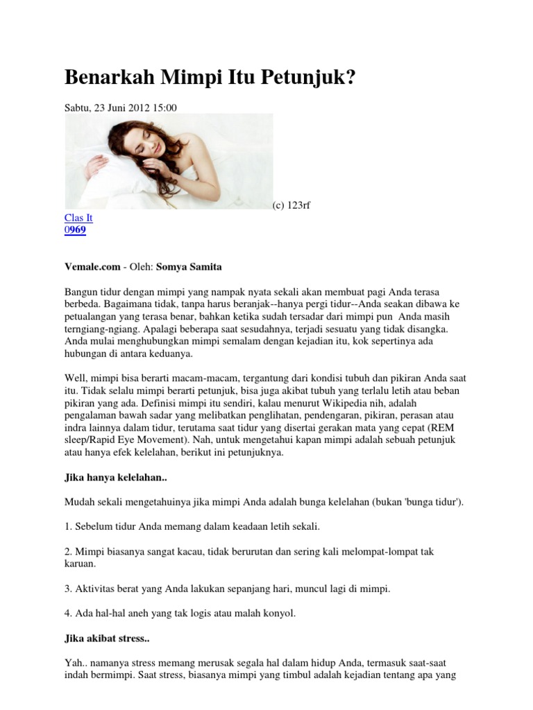 Benarkah Mimpi Itu Petunjuk Pdf