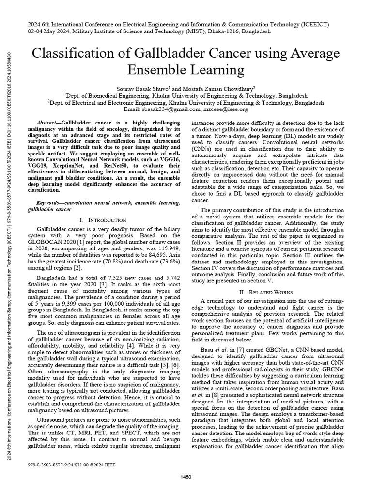 Classification of Gallbladder Cancer Using Average Ensemble Learning ...