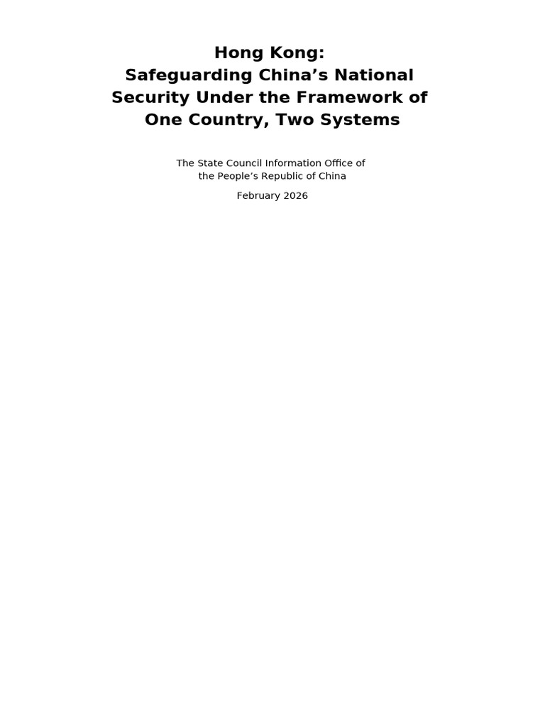 Full Text: Hong Kong: Safeguarding China's National Security Under The ...