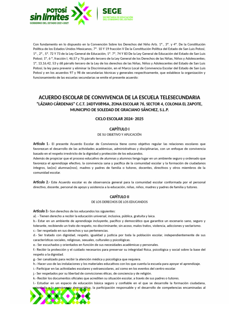 Acuerdo de Convivencia | PDF | Escuelas | Violencia