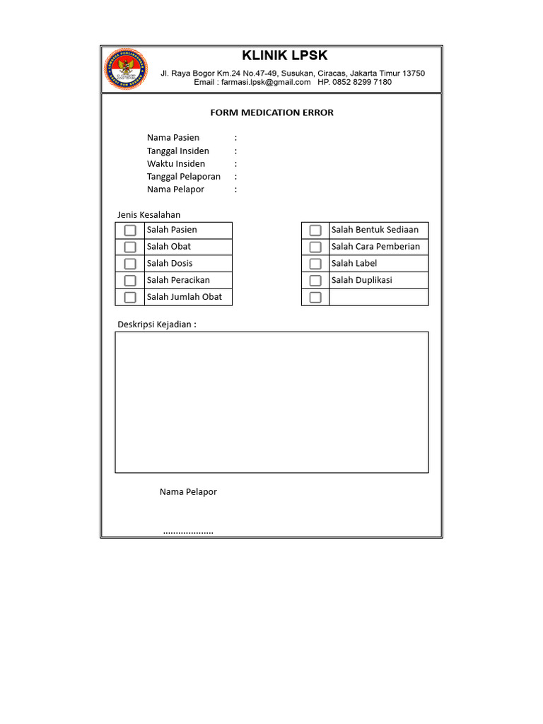 Form Medication Error | PDF