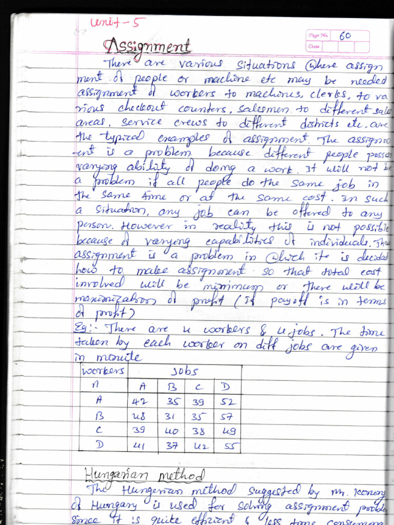 Notes On Assignment Problem | PDF