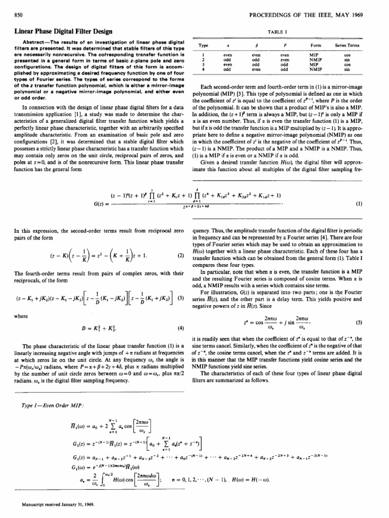 Linear Phase Digital Filter Design | PDF | Filter (Signal Processing ...