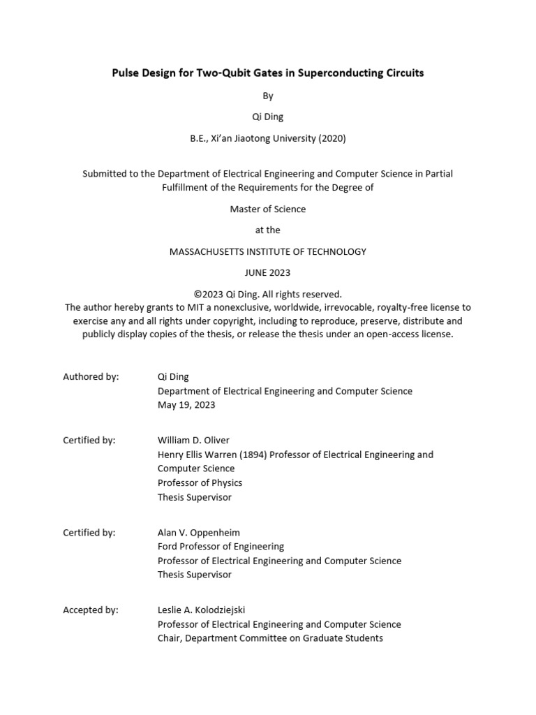 Pulse Design For Two-Qubit Gates in Superconducting Circuits | PDF ...