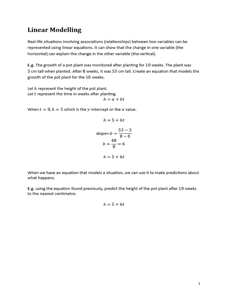 Linear Modelling | PDF
