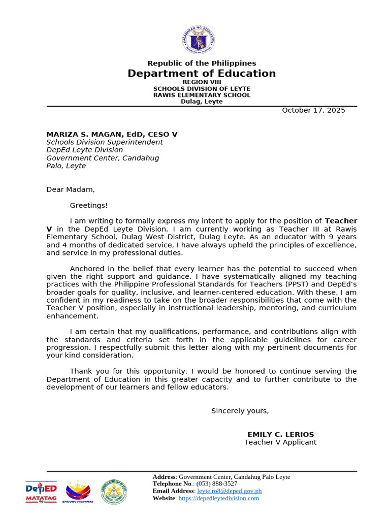 Letter of Intent Mich | PDF | Teachers | Education Theory