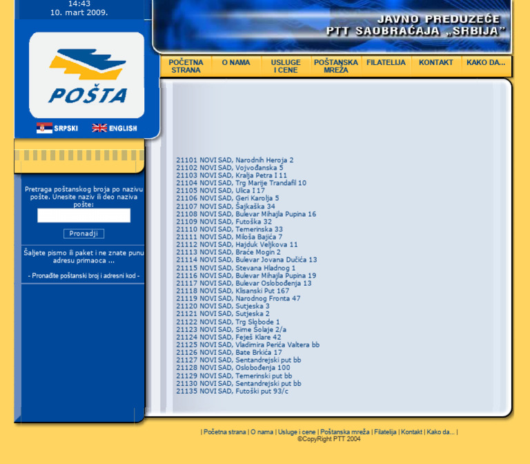 Pošta Srbije NOVI SAD | PDF