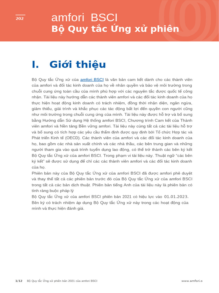BSCI Code of Conduct - Vietnamese - December 2021 | PDF