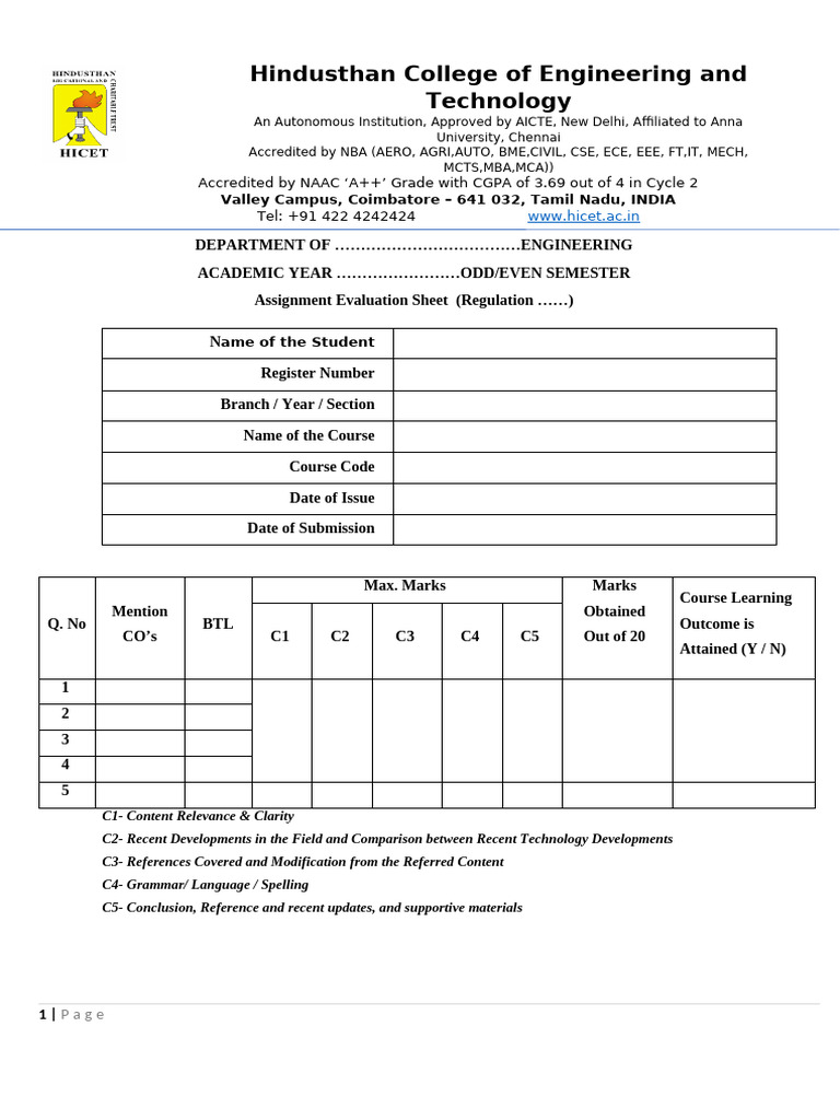 Assignment First Page | PDF