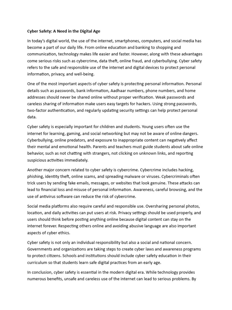 Cyber Safety A Need in The Digital Age | PDF | Cybercrime | Information ...