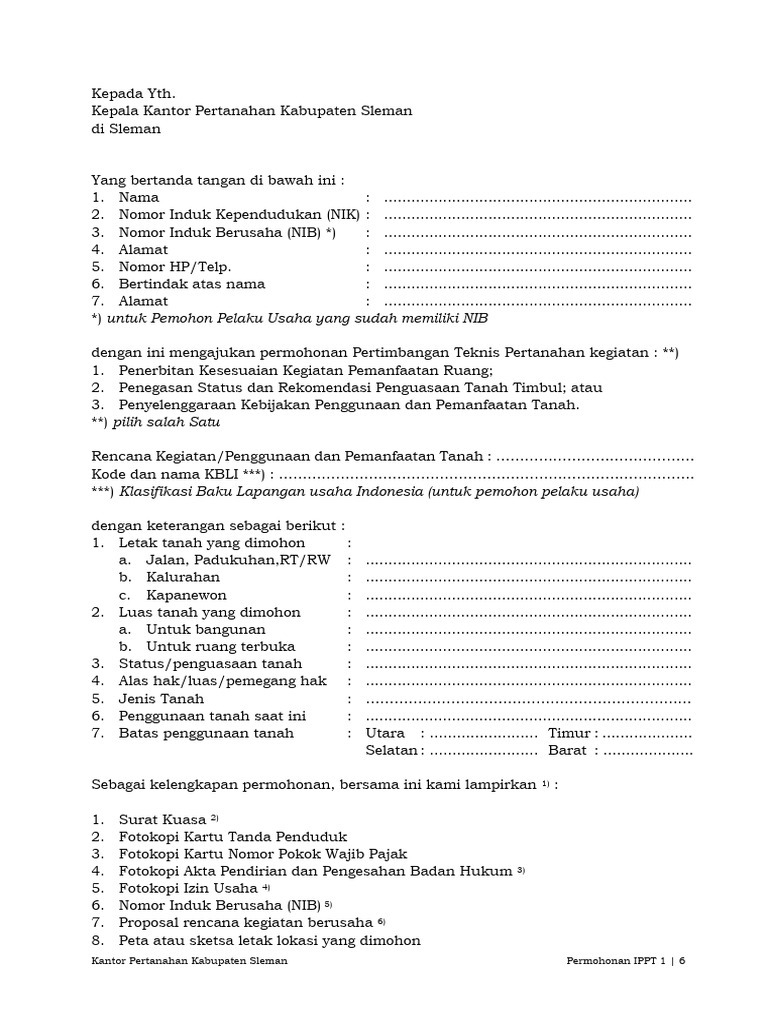 Formulir Permohonan IPPT | PDF