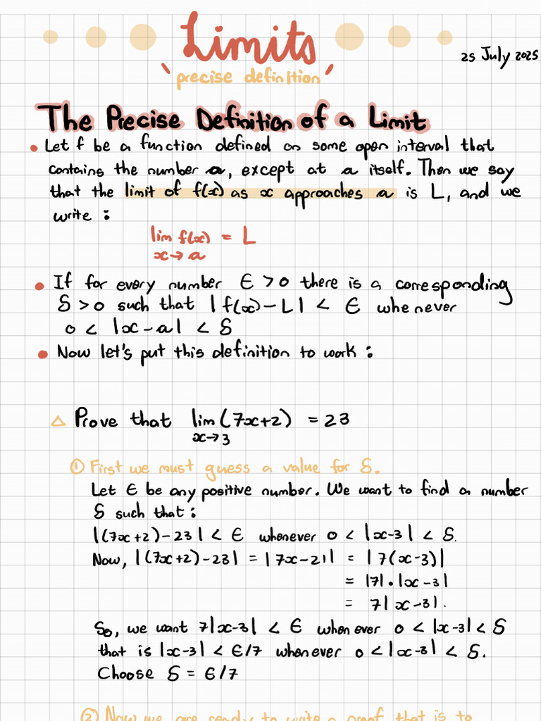 Precise Definition of Limits | PDF