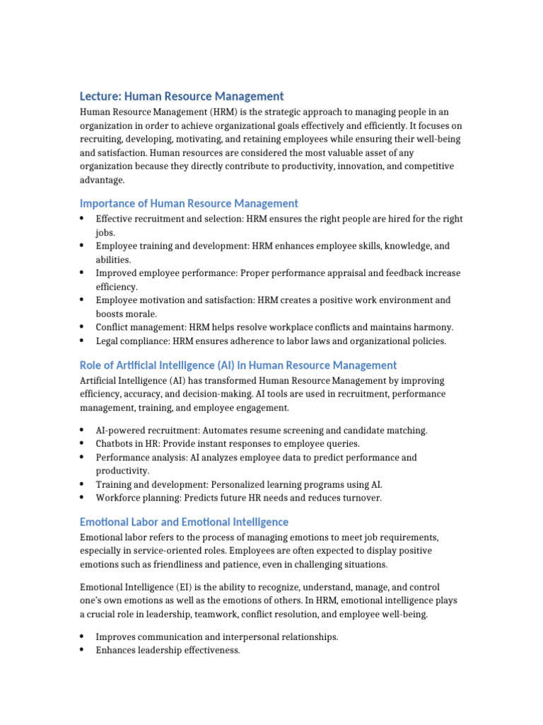 Lecture Human Resource Management | PDF | Human Resource Management ...