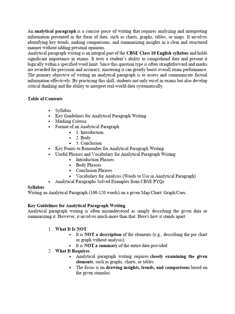 Analytical Paragraph - Study Material | PDF | Foods | Pie Chart