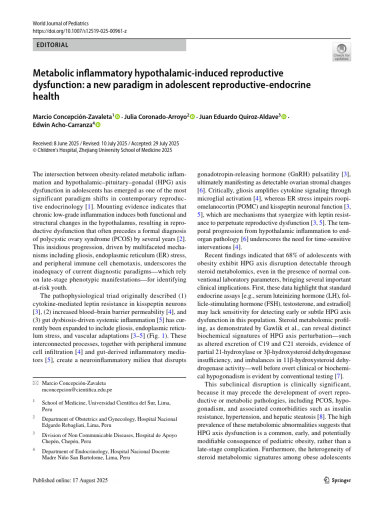 Metab-Inflam Hypothal-Ind Reprod Dysfn | PDF | Luteinizing Hormone ...