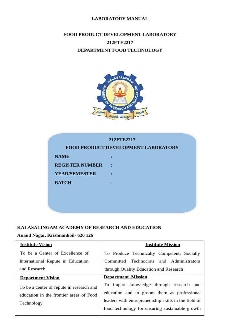 Food Product Development Lab Manual - Copy-1 | PDF | Mayonnaise | Fruit ...