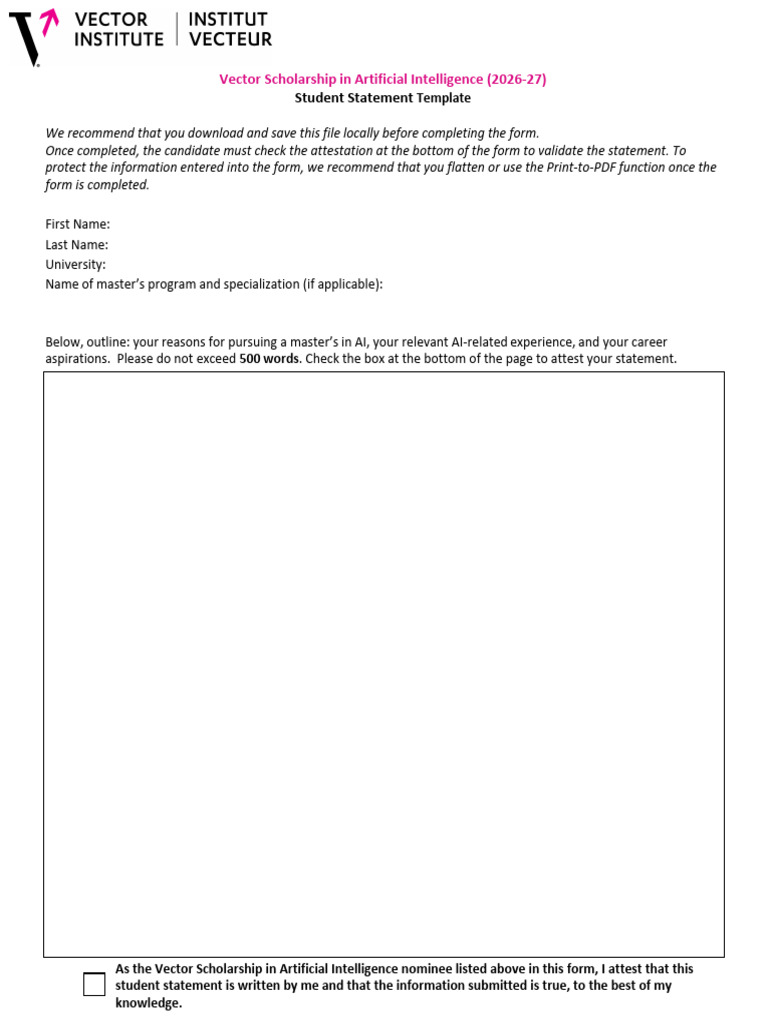 Student Statement Template 2026 27 | PDF