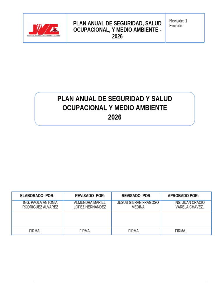 PLAN ANUAL DE SEGURIDAD Y SALUD EN EL TRABAJO | PDF | Seguridad y salud ...