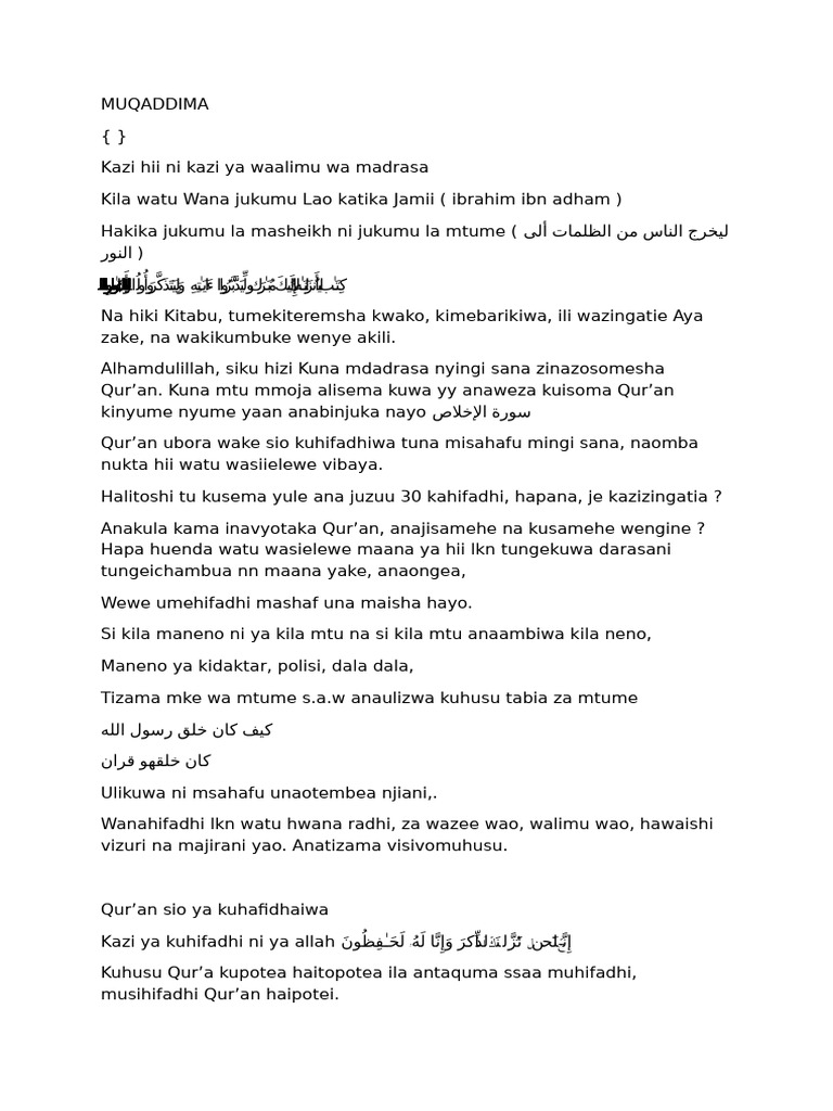Maneno Ya Sh. Walid | PDF