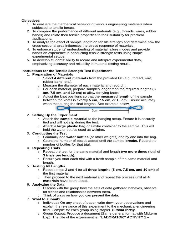 1 Tensile Strength Test Experiment | PDF | Strength Of Materials ...