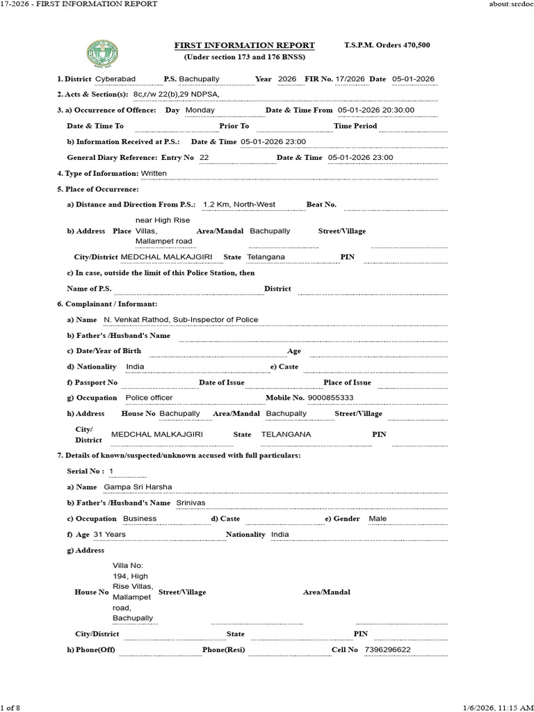 17-2026 - First Information Report | PDF