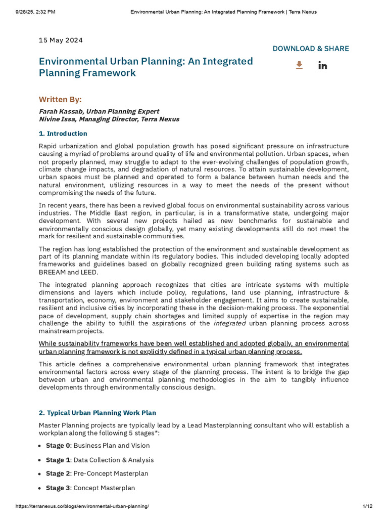 Environmental Urban Planning - An Integrated Planning Framework - Terra ...