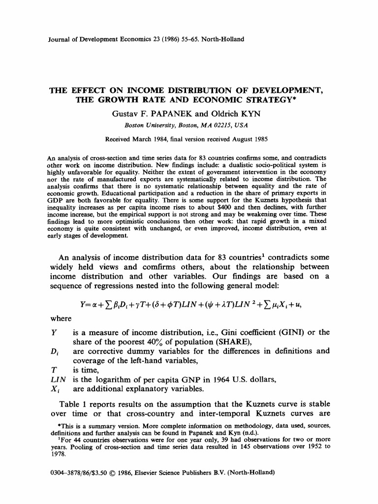 1 s2.0 0304387886900799 Main | PDF | Income Distribution | Gini Coefficient