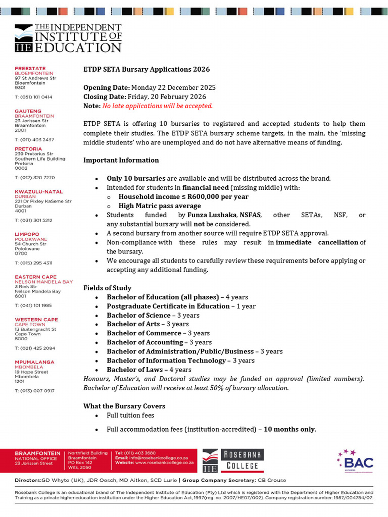 ETDP SETA New Applicants Letter | PDF | Postgraduate Education | Higher ...