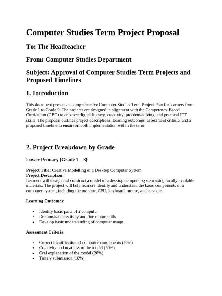 Computer Studies Term Project Proposal | PDF | Educational Technology ...