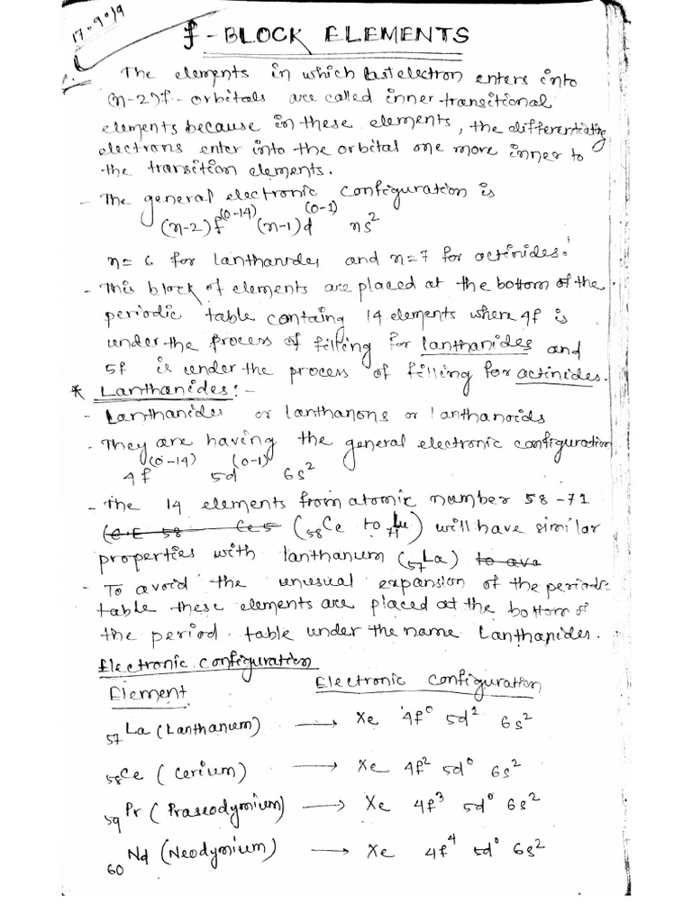 F Block Elements | PDF