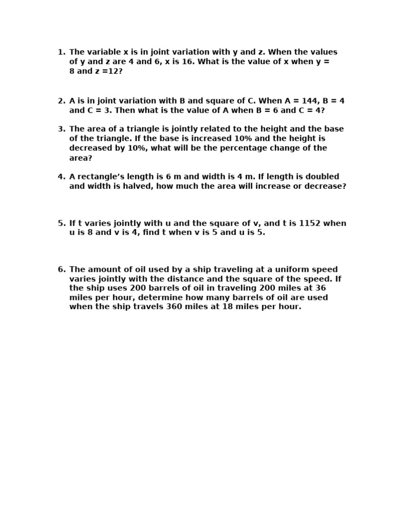 Joint Variation1 | PDF