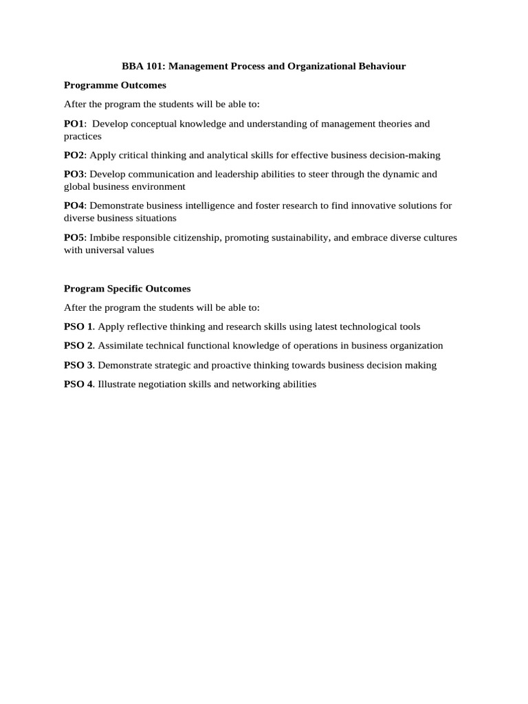 Programme Outcomes | PDF