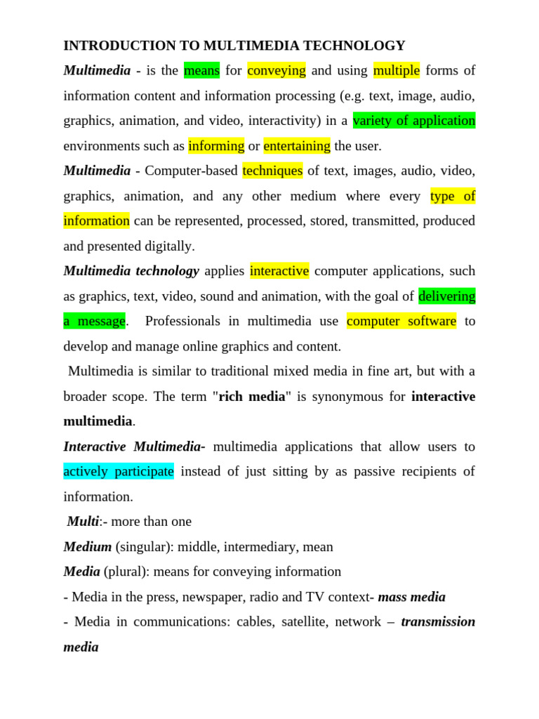 TOPIC 1 - Multimedia Intro | PDF | Multimedia | Video