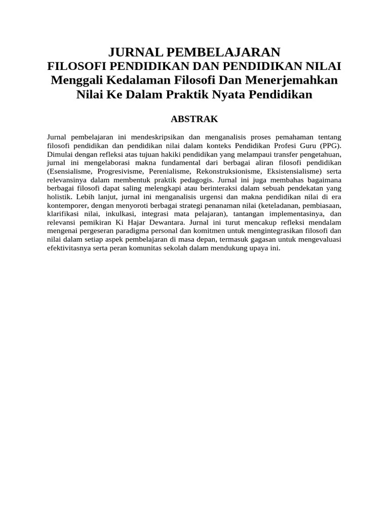 Jurnal Pembelajaran Modul 3 Pembelajaran Filosofi Pendidikan Dan ...