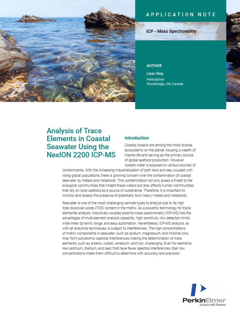 NexION 2200 ICP-MS Trace Elements in Coastal Seawater Application Note ...
